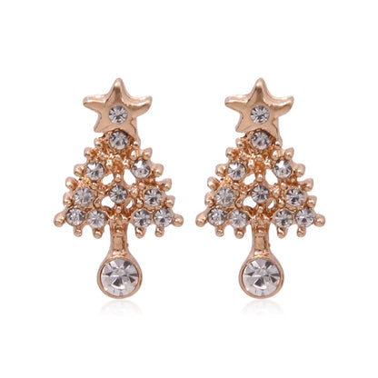 Fashion Christmas Tree Bell Snowflake Alloy Rhinestones Ear Studs