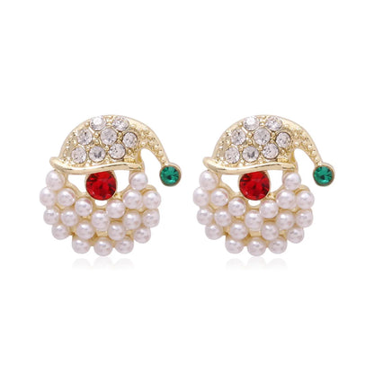 Fashion Christmas Tree Bell Snowflake Alloy Rhinestones Ear Studs