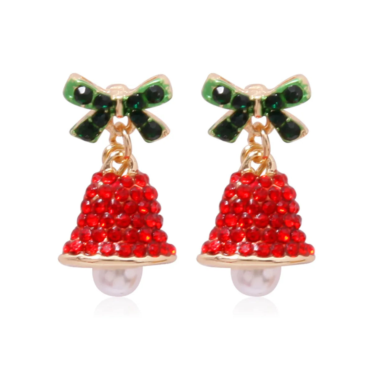 Fashion Christmas Tree Bell Snowflake Alloy Rhinestones Ear Studs