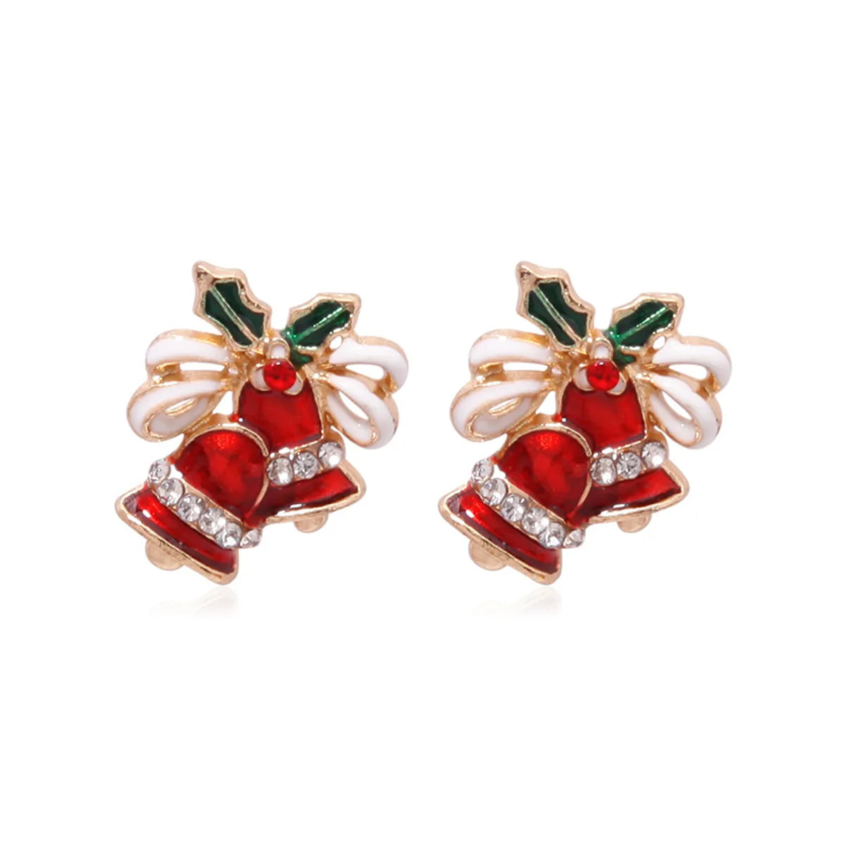 Fashion Christmas Tree Bell Snowflake Alloy Rhinestones Ear Studs