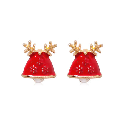 Fashion Christmas Tree Bell Snowflake Alloy Rhinestones Ear Studs