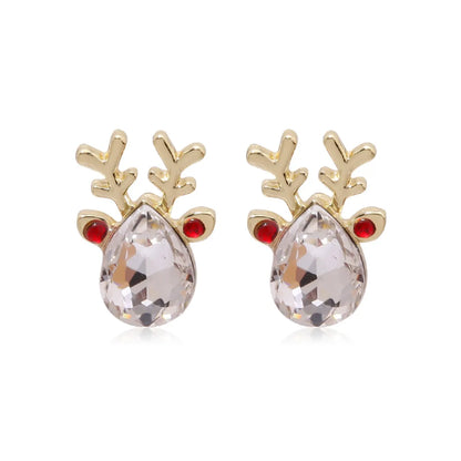 Fashion Christmas Tree Bell Snowflake Alloy Rhinestones Ear Studs