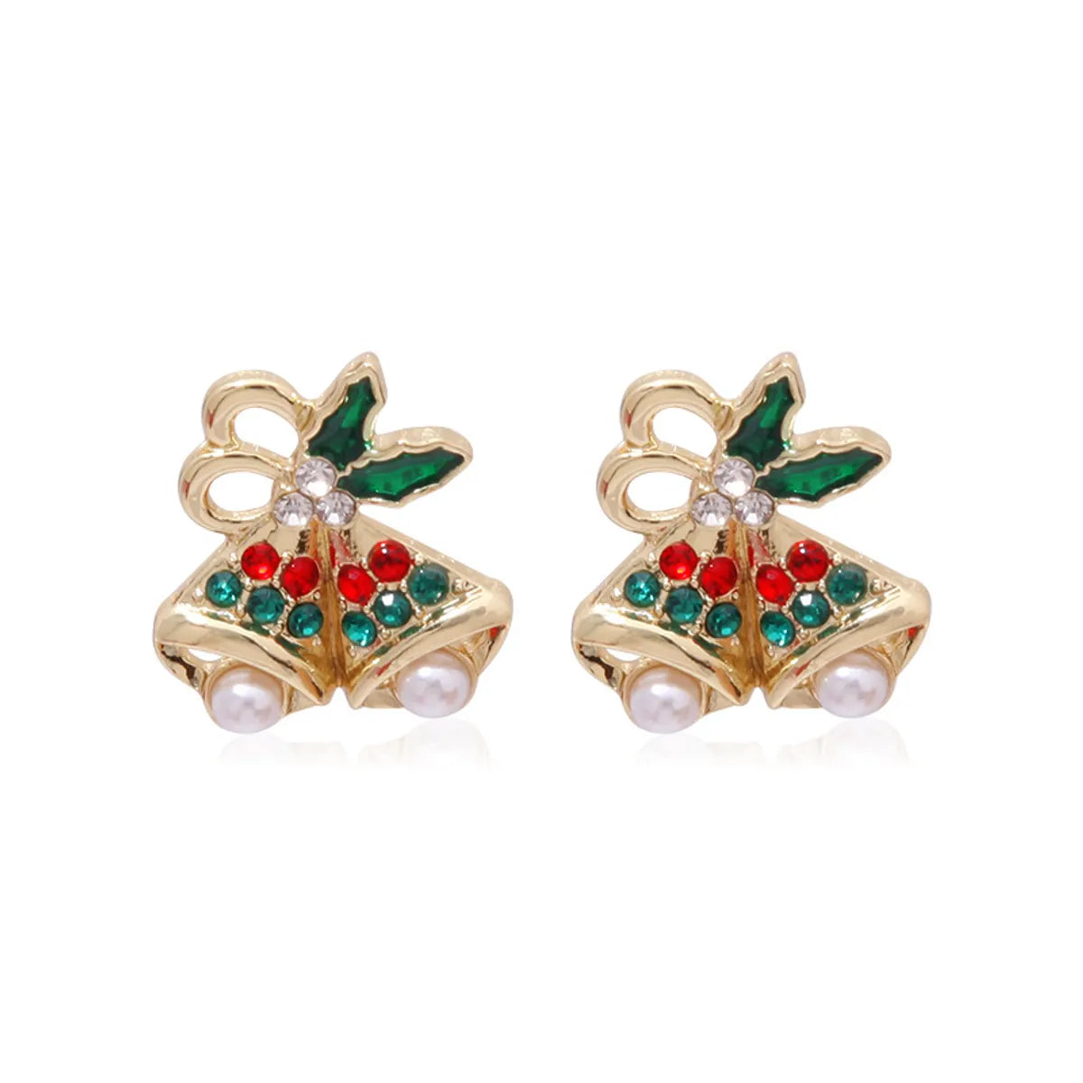 Fashion Christmas Tree Bell Snowflake Alloy Rhinestones Ear Studs