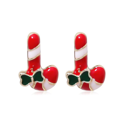 Fashion Christmas Tree Bell Snowflake Alloy Rhinestones Ear Studs