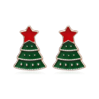 Fashion Christmas Tree Bell Snowflake Alloy Rhinestones Ear Studs