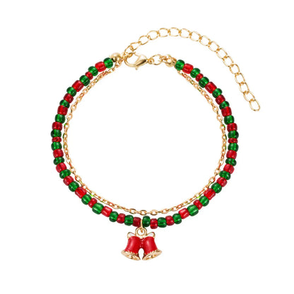 Fashion Christmas Tree Candy Alloy Beaded Enamel Women's Bracelets