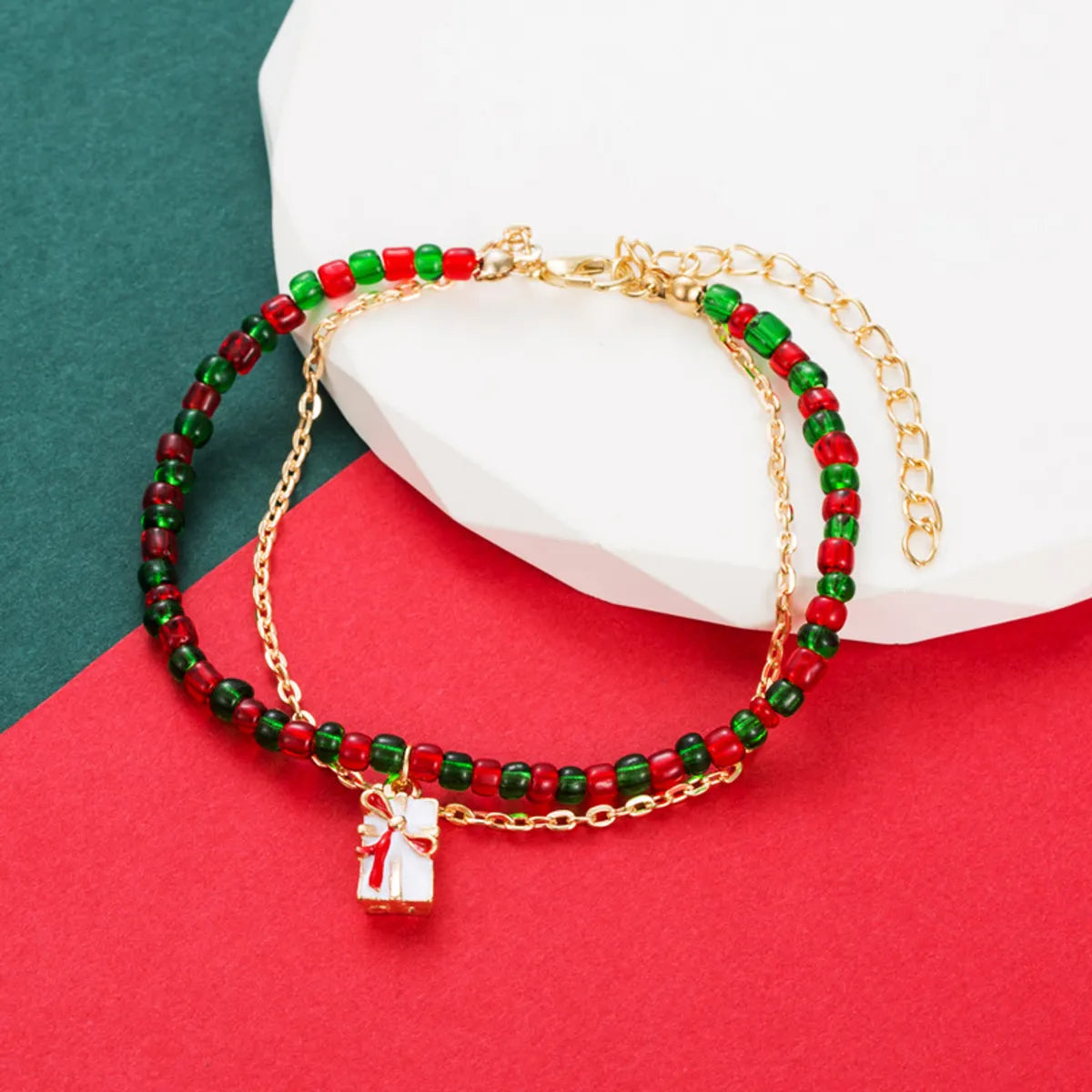 Fashion Christmas Tree Candy Alloy Beaded Enamel Women's Bracelets