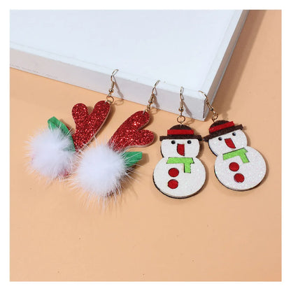 Fashion Christmas Tree Cloth Patchwork Drop Earrings 1 Pair