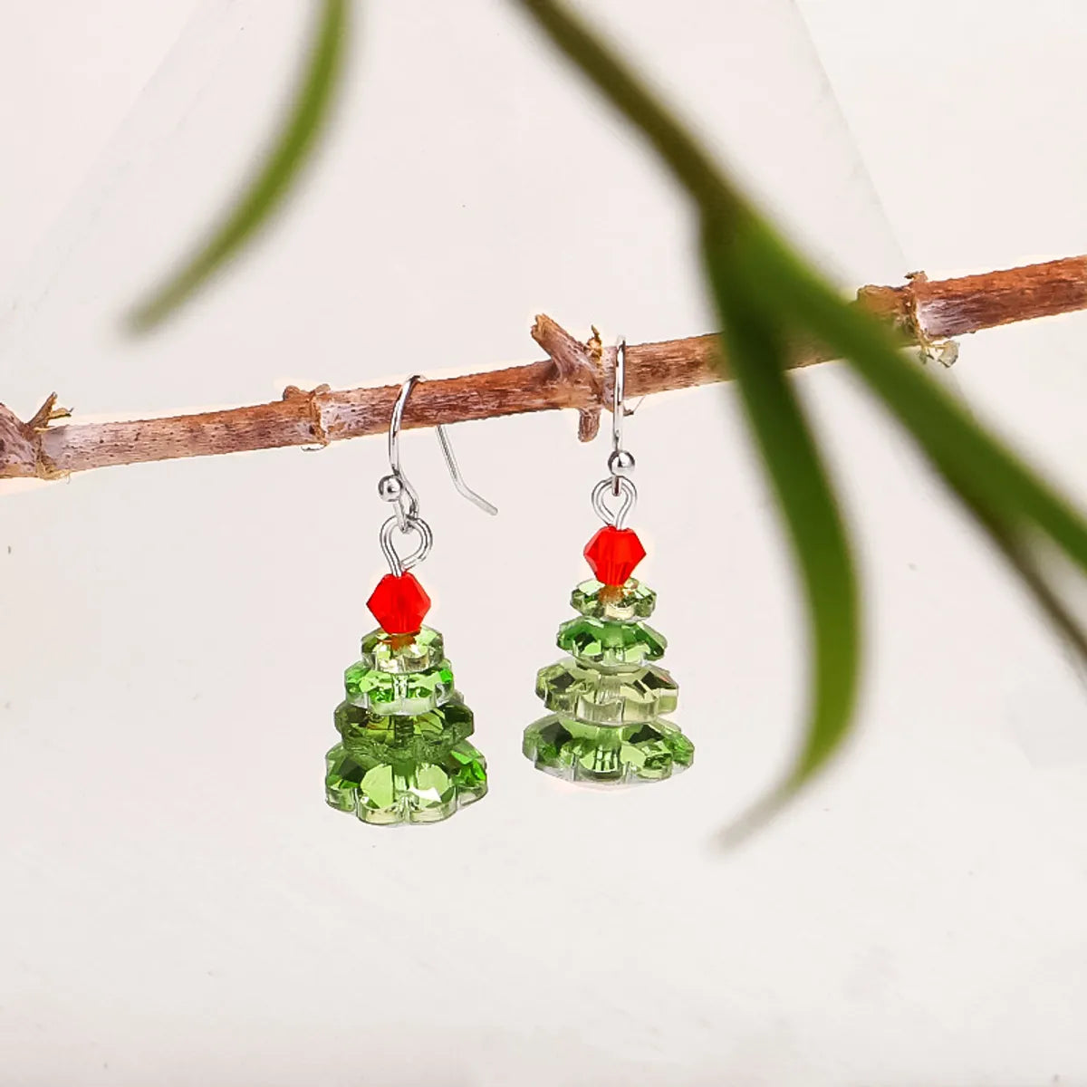 Fashion Christmas Tree Crystal Plating Women'S Drop Earrings 1 Pair