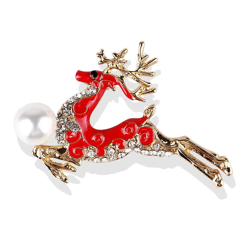 Fashion Christmas Tree Elk Alloy Plating Rhinestones Women'S Brooches