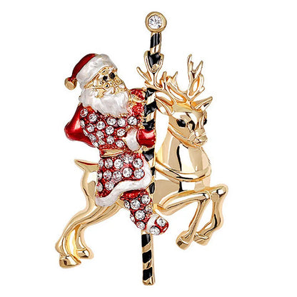 Fashion Christmas Tree Elk Alloy Plating Rhinestones Women'S Brooches