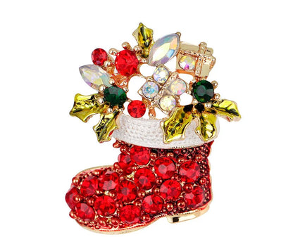 Fashion Christmas Tree Elk Alloy Plating Rhinestones Women'S Brooches