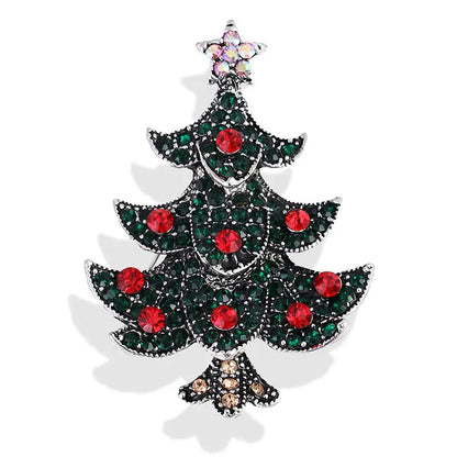 Fashion Christmas Tree Elk Alloy Plating Rhinestones Women'S Brooches