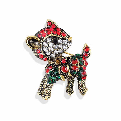 Fashion Christmas Tree Elk Alloy Plating Rhinestones Women'S Brooches