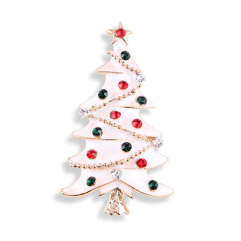 Fashion Christmas Tree Elk Alloy Plating Rhinestones Women'S Brooches