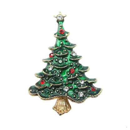 Fashion Christmas Tree Elk Alloy Plating Rhinestones Women'S Brooches