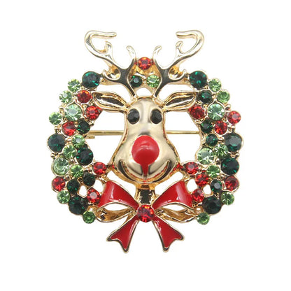 Fashion Christmas Tree Elk Alloy Plating Rhinestones Women'S Brooches