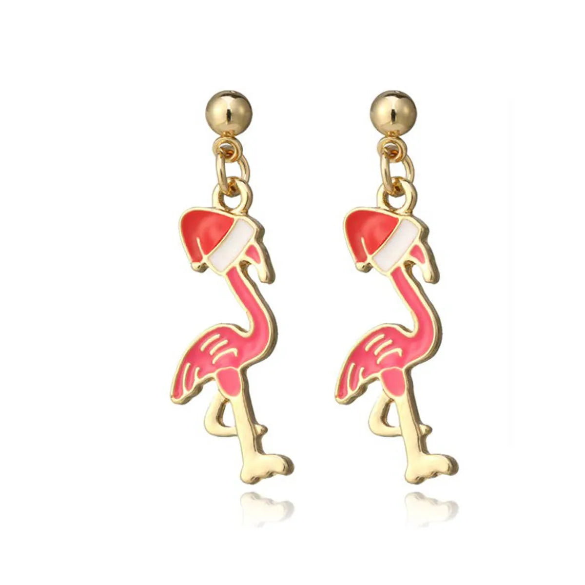 Fashion Christmas Tree Flamingo Alloy Plating Inlay Artificial Gemstones Women'S Drop Earrings 1 Pair