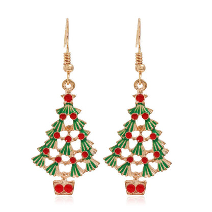 Fashion Christmas Tree Flamingo Alloy Plating Inlay Artificial Gemstones Women'S Drop Earrings 1 Pair