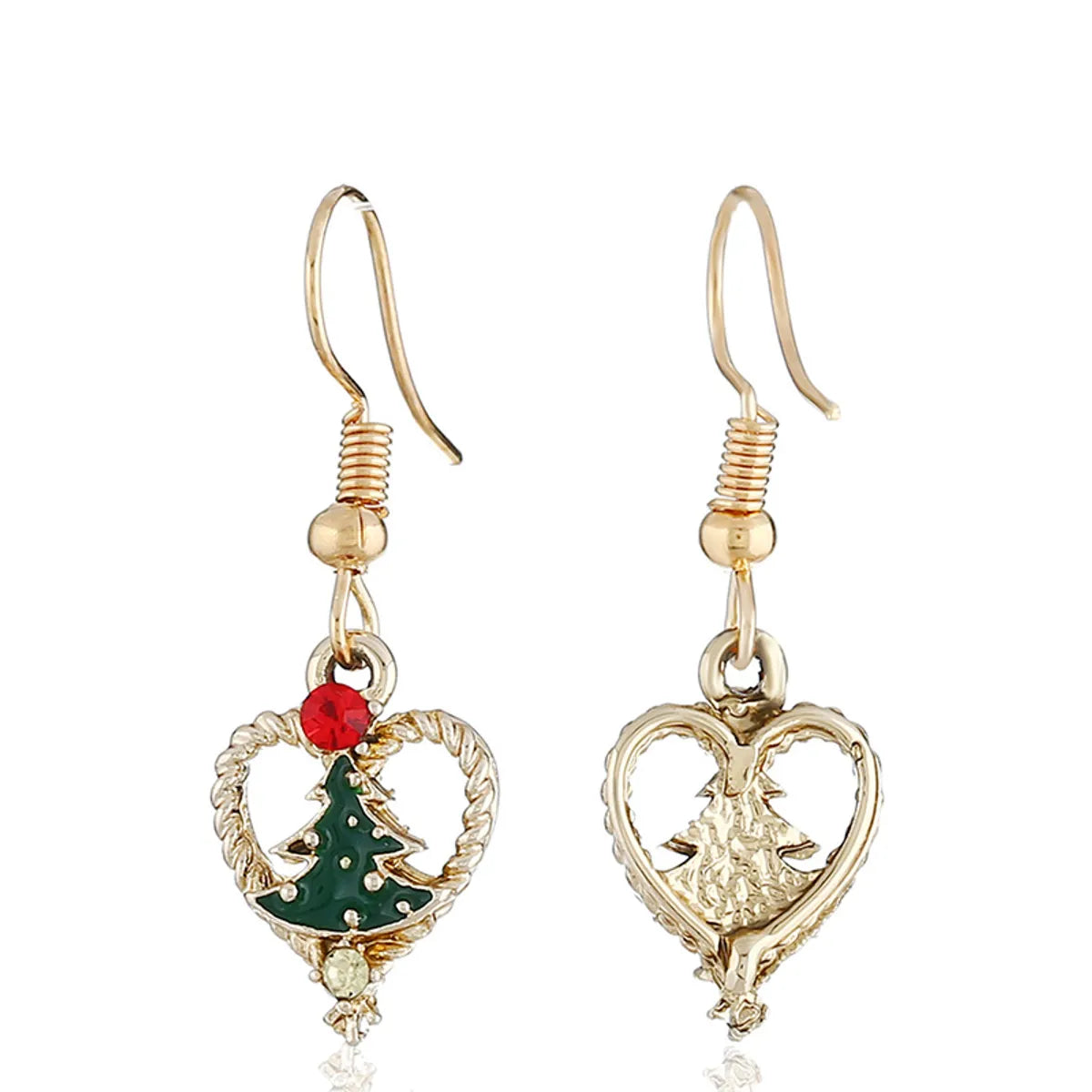 Fashion Christmas Tree Heart Shape Alloy Enamel Inlay Rhinestones Women's Earrings Necklace 1 Piece 1 Pair