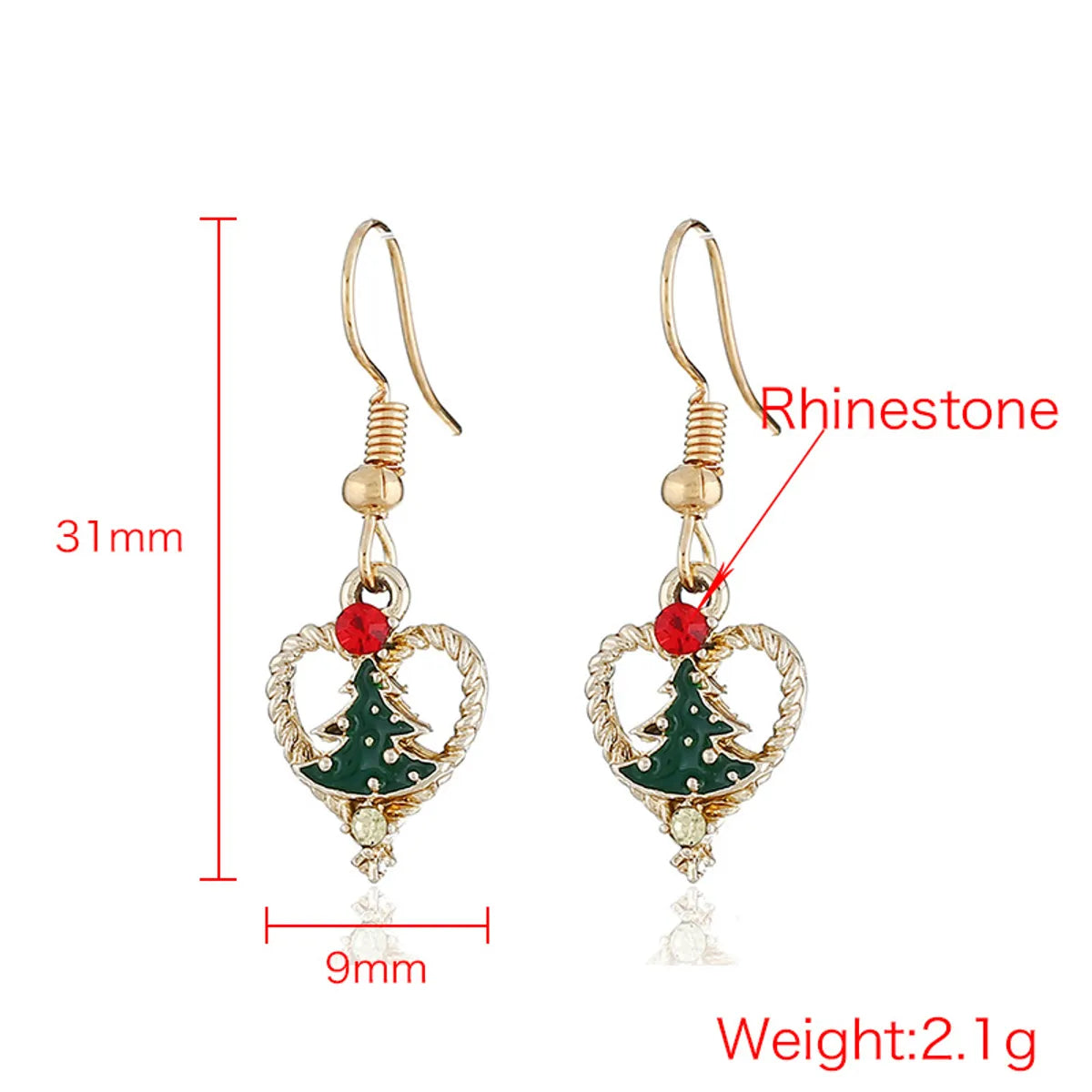 Fashion Christmas Tree Heart Shape Alloy Enamel Inlay Rhinestones Women's Earrings Necklace 1 Piece 1 Pair