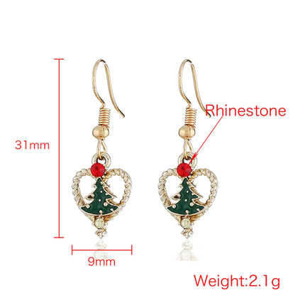 Fashion Christmas Tree Heart Shape Alloy Enamel Inlay Rhinestones Women's Earrings Necklace 1 Piece 1 Pair