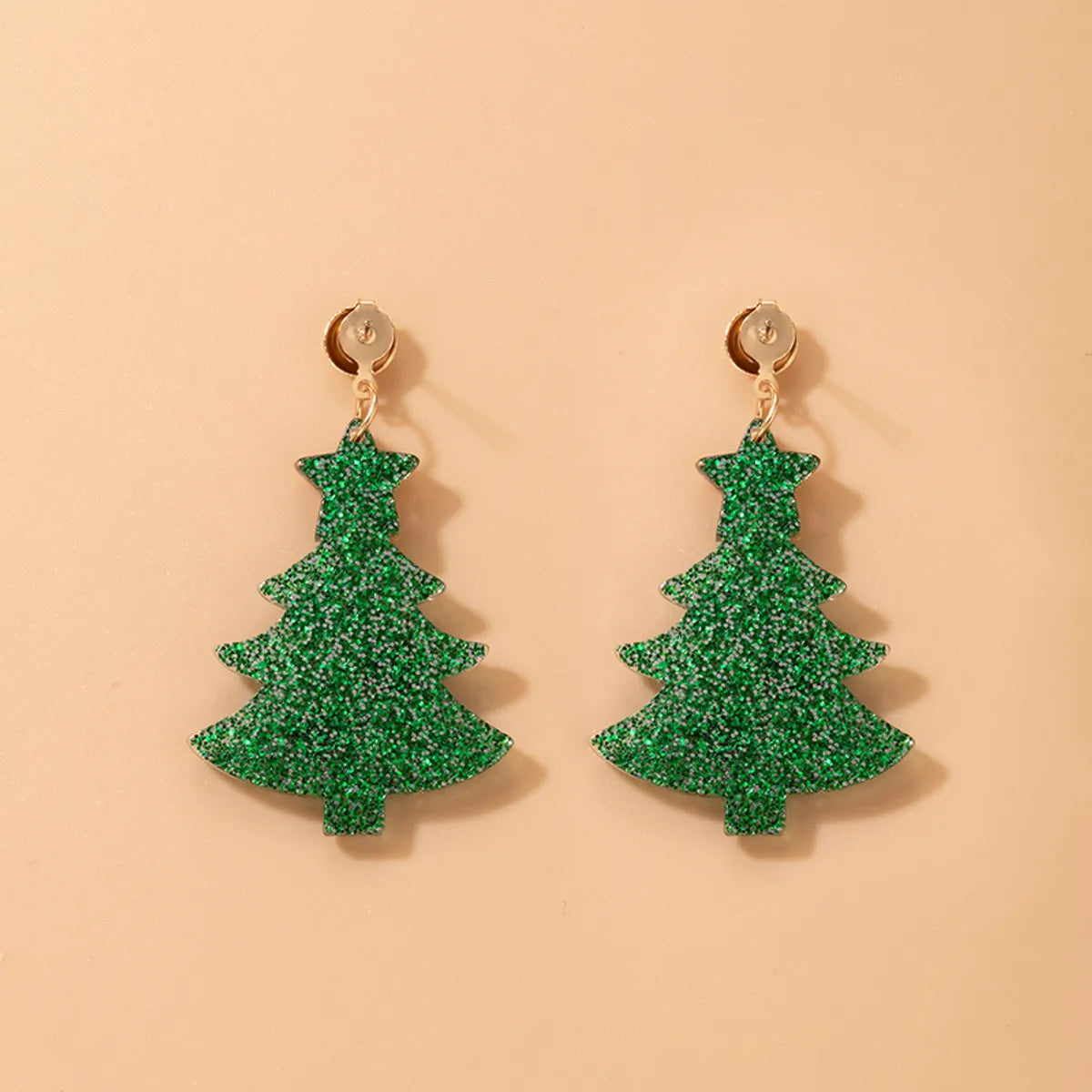 Fashion Christmas Tree Resin Inlay Diamond Drop Earrings 1 Pair