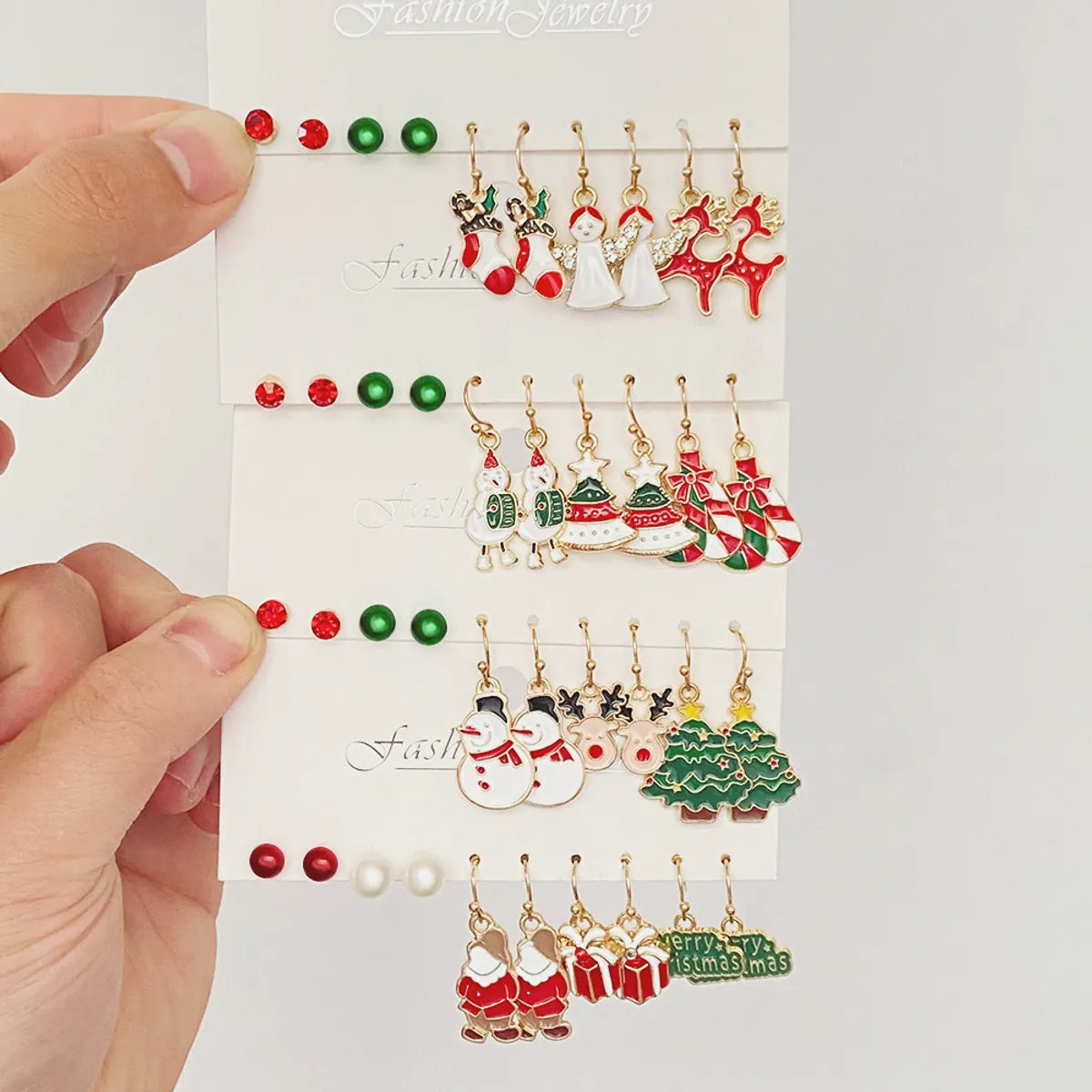 Fashion Christmas Tree Santa Claus Alloy Enamel Women's Drop Earrings 5 Pairs