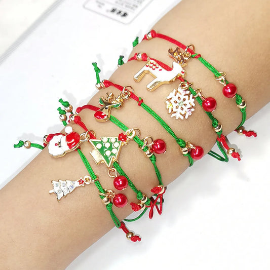 Fashion Christmas Tree Santa Claus Alloy Plating Inlay Rhinestones Women's Bracelets 1 Piece