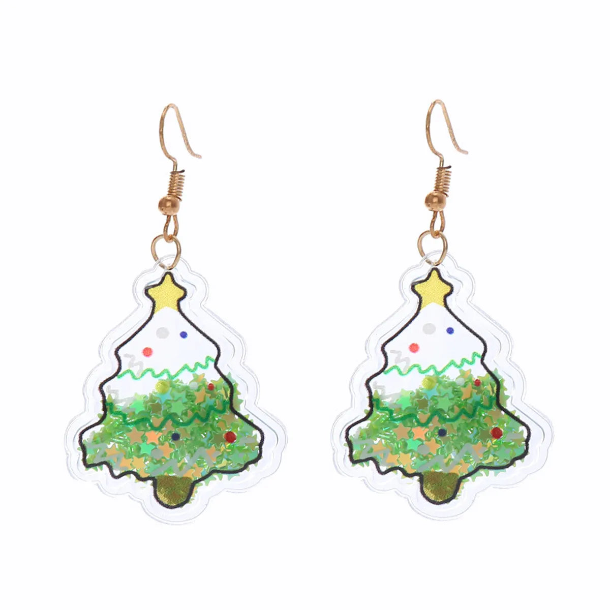 Fashion Christmas Tree Santa Claus Bell Pvc Printing Transparent Women'S Drop Earrings 1 Pair