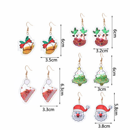 Fashion Christmas Tree Santa Claus Bell Pvc Printing Transparent Women'S Drop Earrings 1 Pair