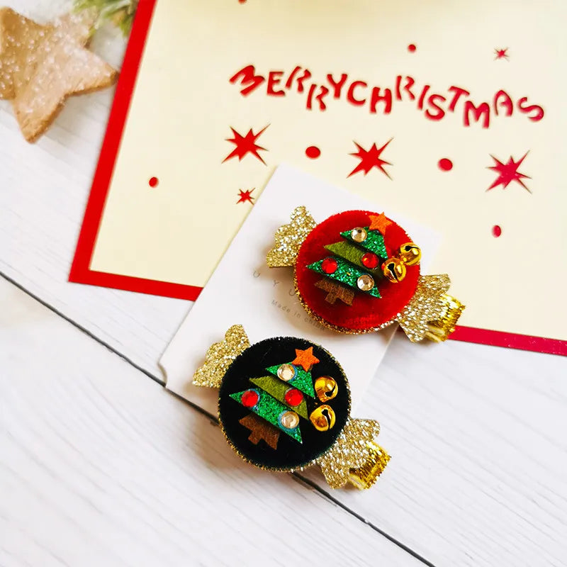 Fashion Christmas Tree Santa Claus Cloth Hair Clip 1 Piece