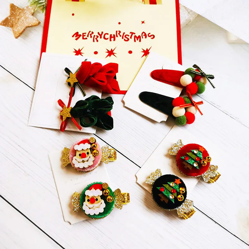 Fashion Christmas Tree Santa Claus Cloth Hair Clip 1 Piece