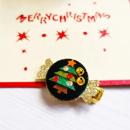 Fashion Christmas Tree Santa Claus Cloth Hair Clip 1 Piece