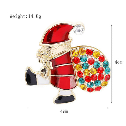 Fashion Christmas Tree Santa Claus Elk Alloy Enamel Rhinestones Unisex Brooches