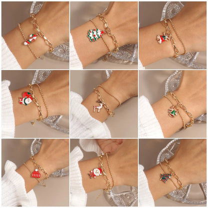 Fashion Christmas Tree Santa Claus Elk Alloy Women's Bracelets 1 Piece