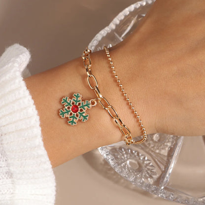 Fashion Christmas Tree Santa Claus Elk Alloy Women's Bracelets 1 Piece