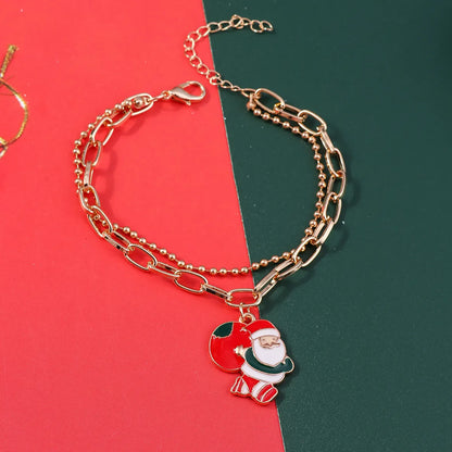 Fashion Christmas Tree Santa Claus Elk Alloy Women's Bracelets 1 Piece