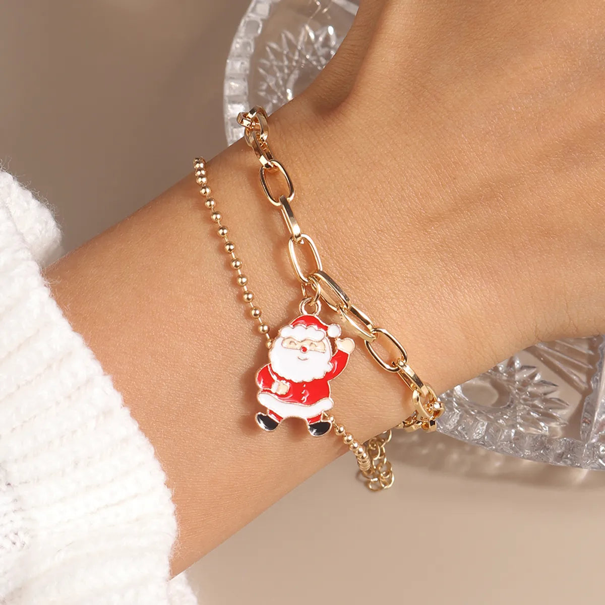 Fashion Christmas Tree Santa Claus Elk Alloy Women's Bracelets 1 Piece