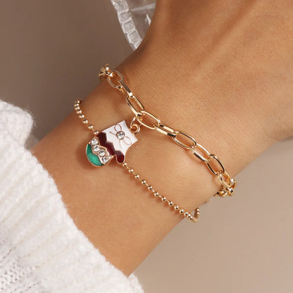 Fashion Christmas Tree Santa Claus Elk Alloy Women's Bracelets 1 Piece