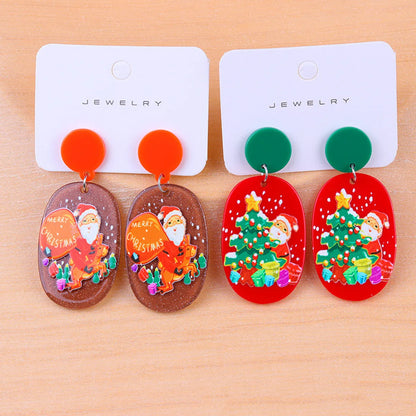 Fashion Christmas Tree Santa Claus Letter Arylic Stoving Varnish Women's Drop Earrings 1 Pair