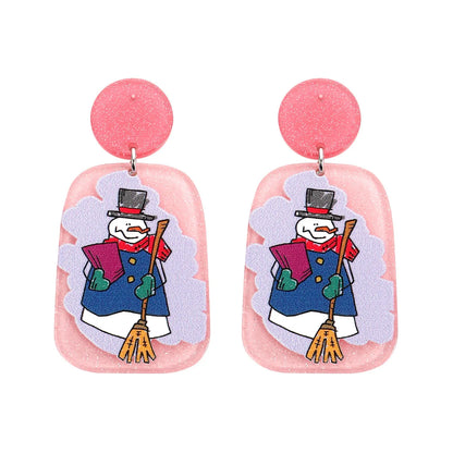 Fashion Christmas Tree Santa Claus Plastic Printing Women's Drop Earrings 1 Pair