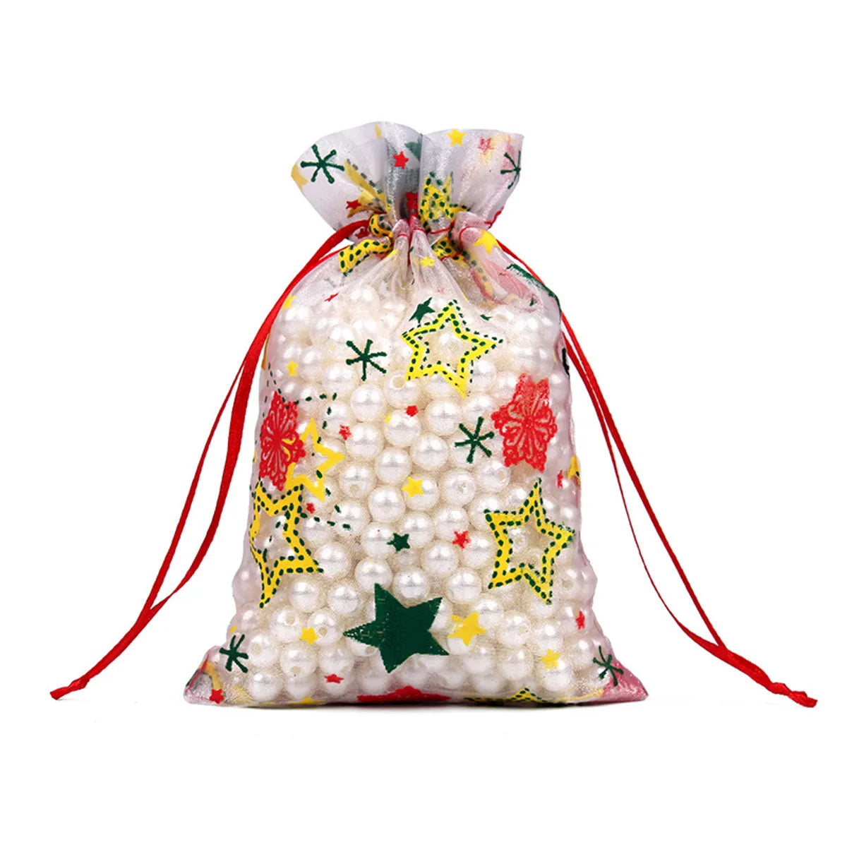 Fashion Christmas Tree Santa Claus Snowman Organza Drawstring Jewelry Packaging Bags 1 Piece