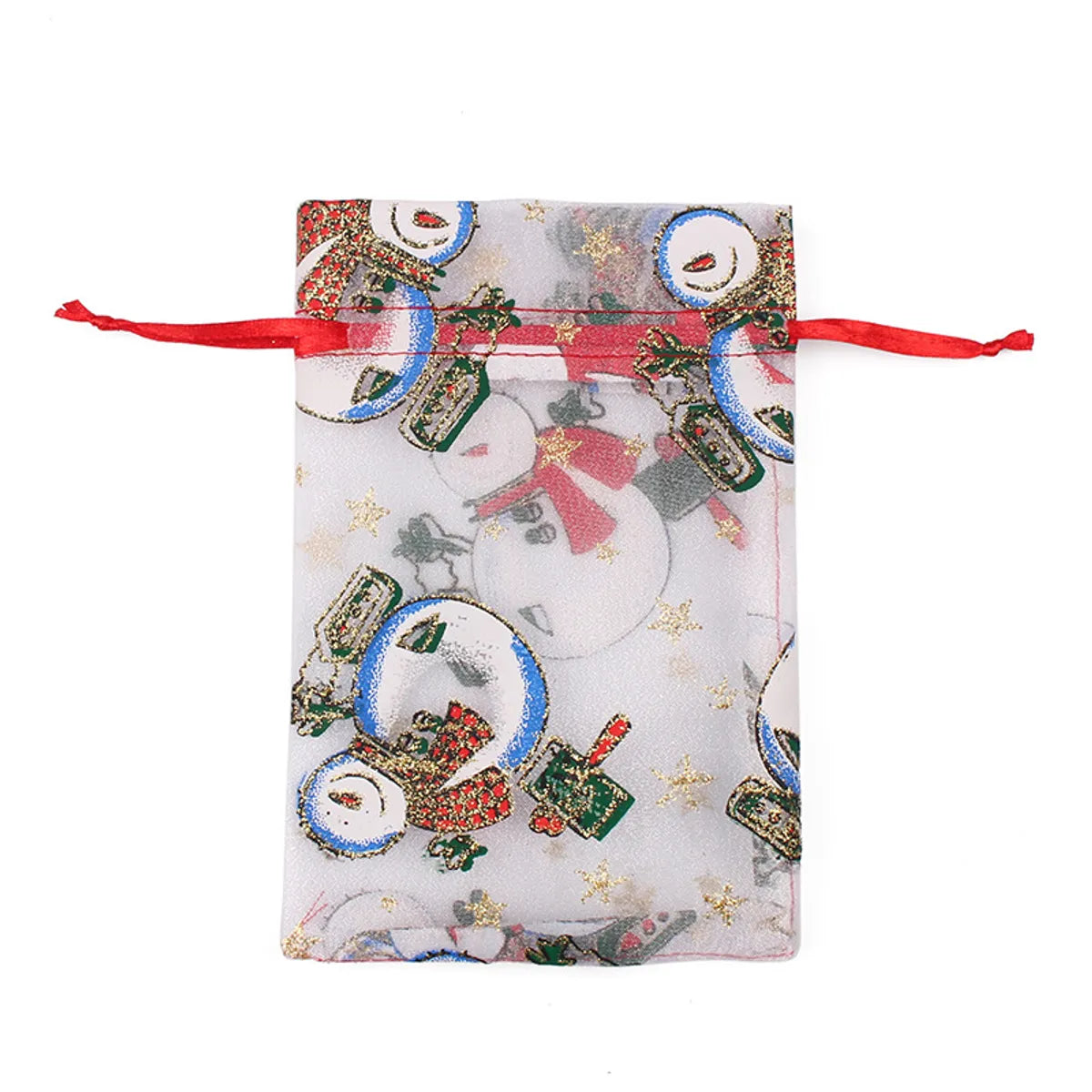 Fashion Christmas Tree Santa Claus Snowman Organza Drawstring Jewelry Packaging Bags 1 Piece