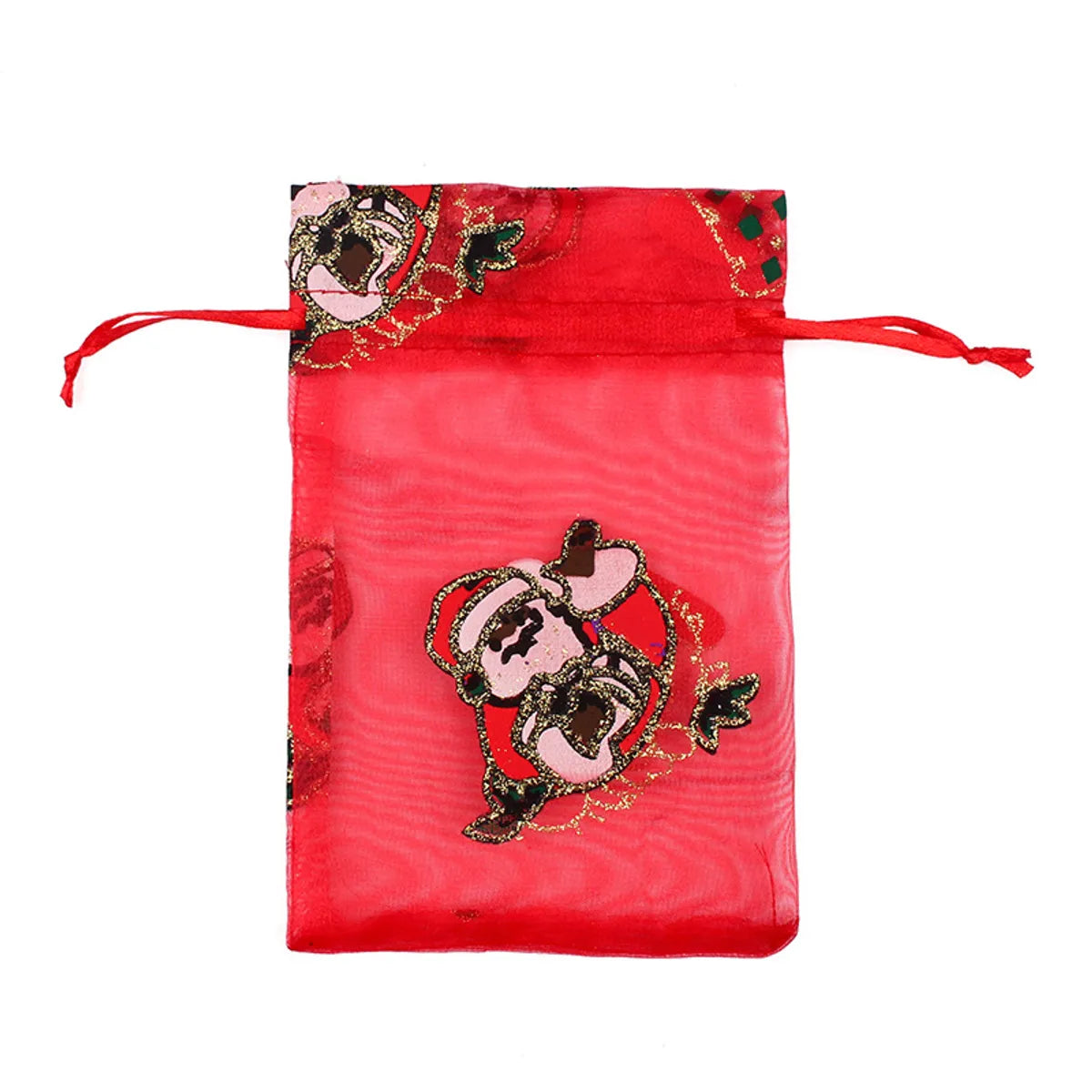 Fashion Christmas Tree Santa Claus Snowman Organza Drawstring Jewelry Packaging Bags 1 Piece