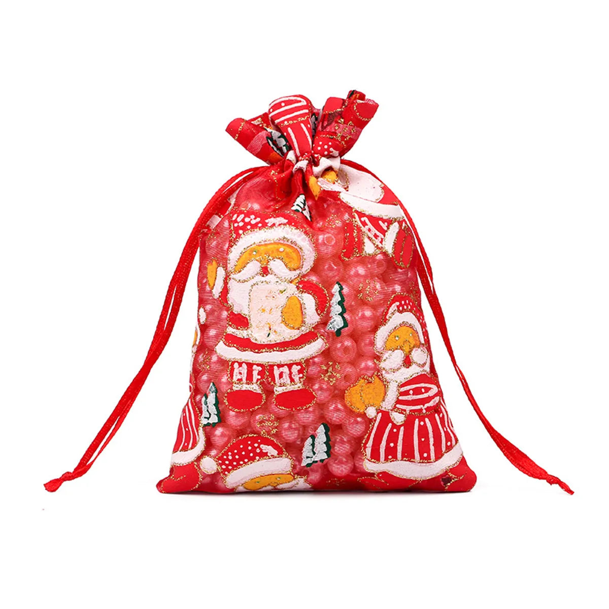 Fashion Christmas Tree Santa Claus Snowman Organza Drawstring Jewelry Packaging Bags 1 Piece