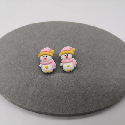 Fashion Christmas Tree Santa Claus Snowman Resin Women'S Ear Studs 1 Pair