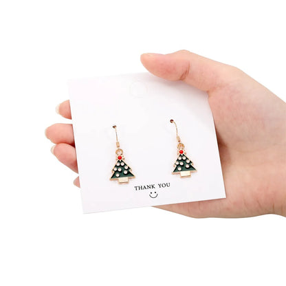 Fashion Christmas Tree Snowflake Elk Silver Plated Enamel Women'S Earrings 1 Pair