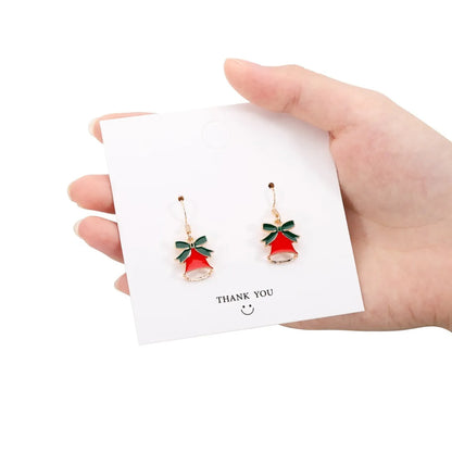 Fashion Christmas Tree Snowflake Elk Silver Plated Enamel Women'S Earrings 1 Pair