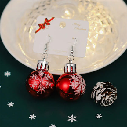 Fashion Christmas Tree Snowflake Elk Silver Plated Enamel Women'S Earrings 1 Pair